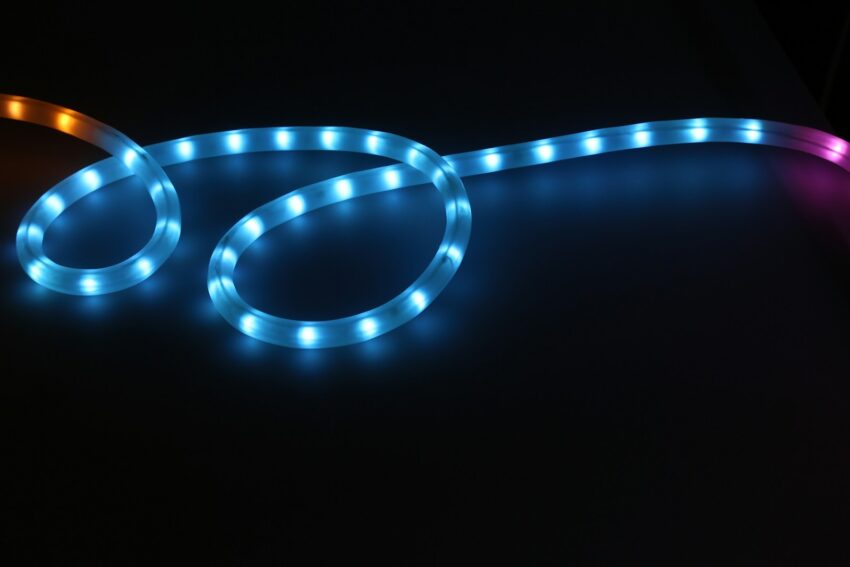 blue and white light fixture